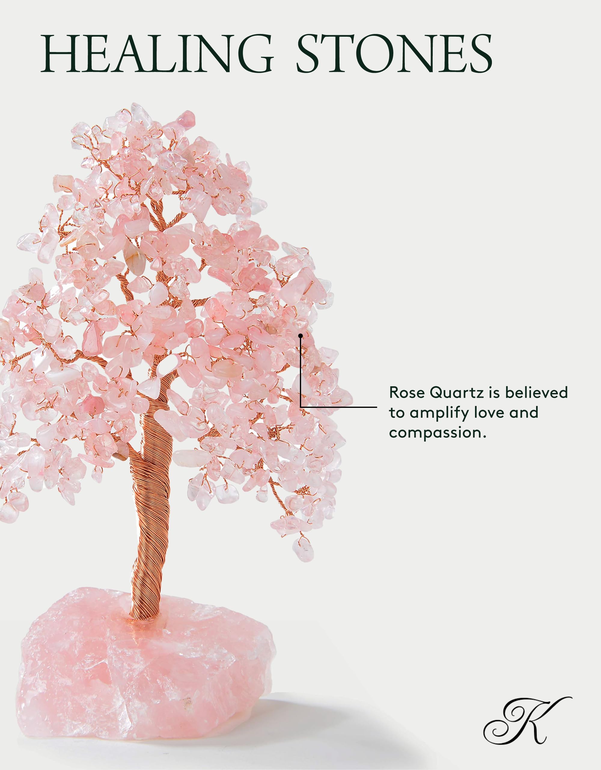 Premium Natural Rose Quartz Chakra Crystal Tree (414 Gemstones) with Healing Properties - Feng Shui Money Bonsai for Love, Self-Care & Positive Energy - Perfect for Home Decor, Meditation & Spiritual Gifts