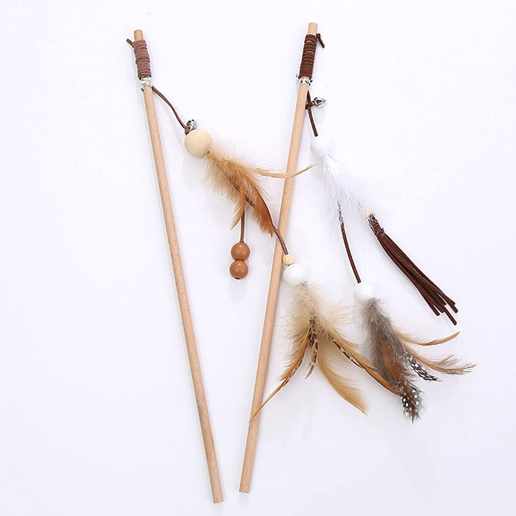 Balacoo 2-Pack Interactive Cat Teaser Wand Toy with Tassel & Wooden Rod - Fun Teasing Stick for Kittens & Adult Cats - Perfect for Playtime, Exercise & Birthday Gifts for Cat Lovers