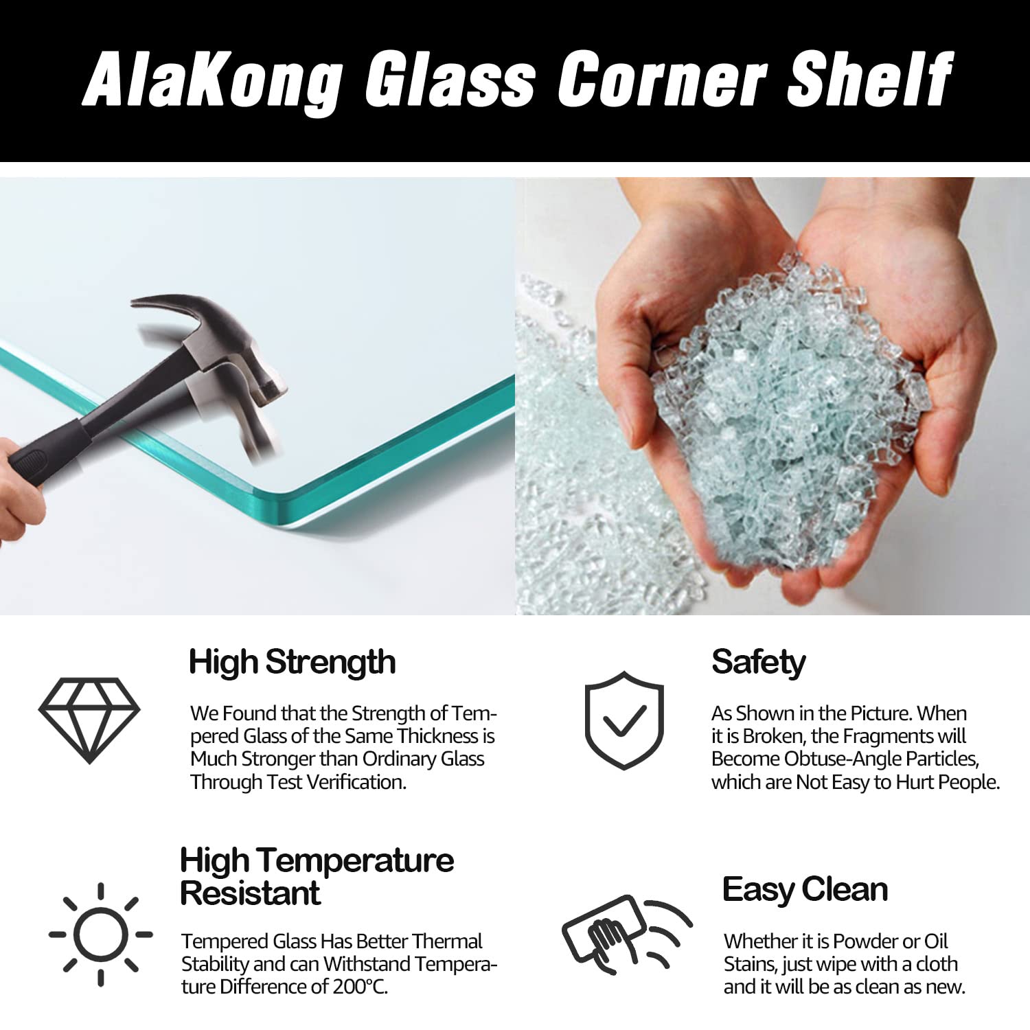2 Sets Tempered Glass Shower Shelves - No Drill Adhesive Bathroom Corner Shelf Organizer for Soap, Shampoo & Bath Essentials - Perfect for Small Spaces, Apartment Showers & Spa-Like Bathroom Storage