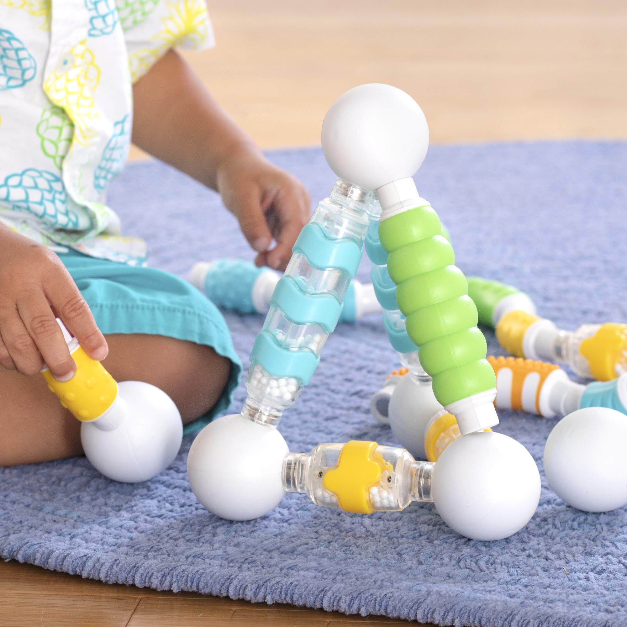 Guidecraft Grippies 70-Piece Magnetic STEM Building Set for Toddlers - Educational Learning Toys for Fine Motor Skills & Creativity | Perfect for Preschool Playtime & Classroom Activities
