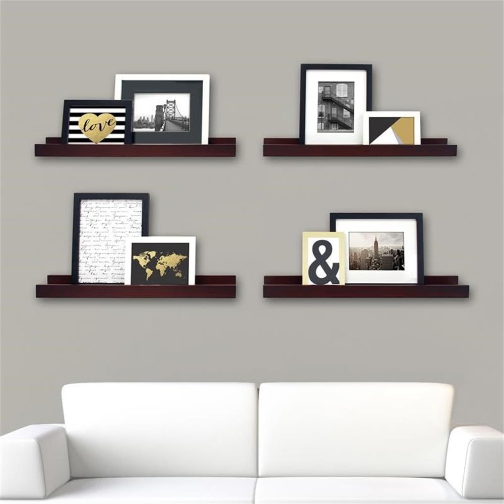 Kiera Grace Set of 4 Floating Shelves - Modern Wood Wall Mounted Picture Frame Display for Home Decor, Living Room, Bedroom & Office - 23