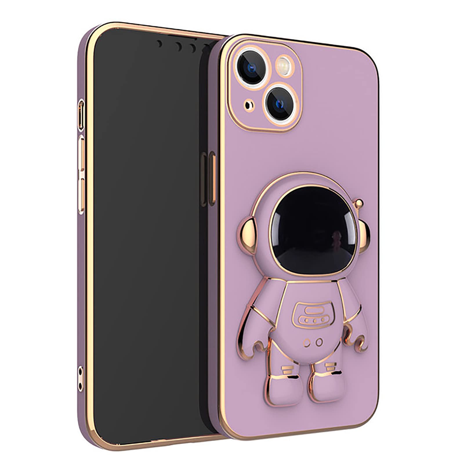 Inalsion Astronaut Hidden Stand Case Cover for iPhone 13/12/11 Pro Max - Electroplated Folding Stand Phone Case with Kickstand - Perfect for Watching Videos, Gaming, and Video Calls