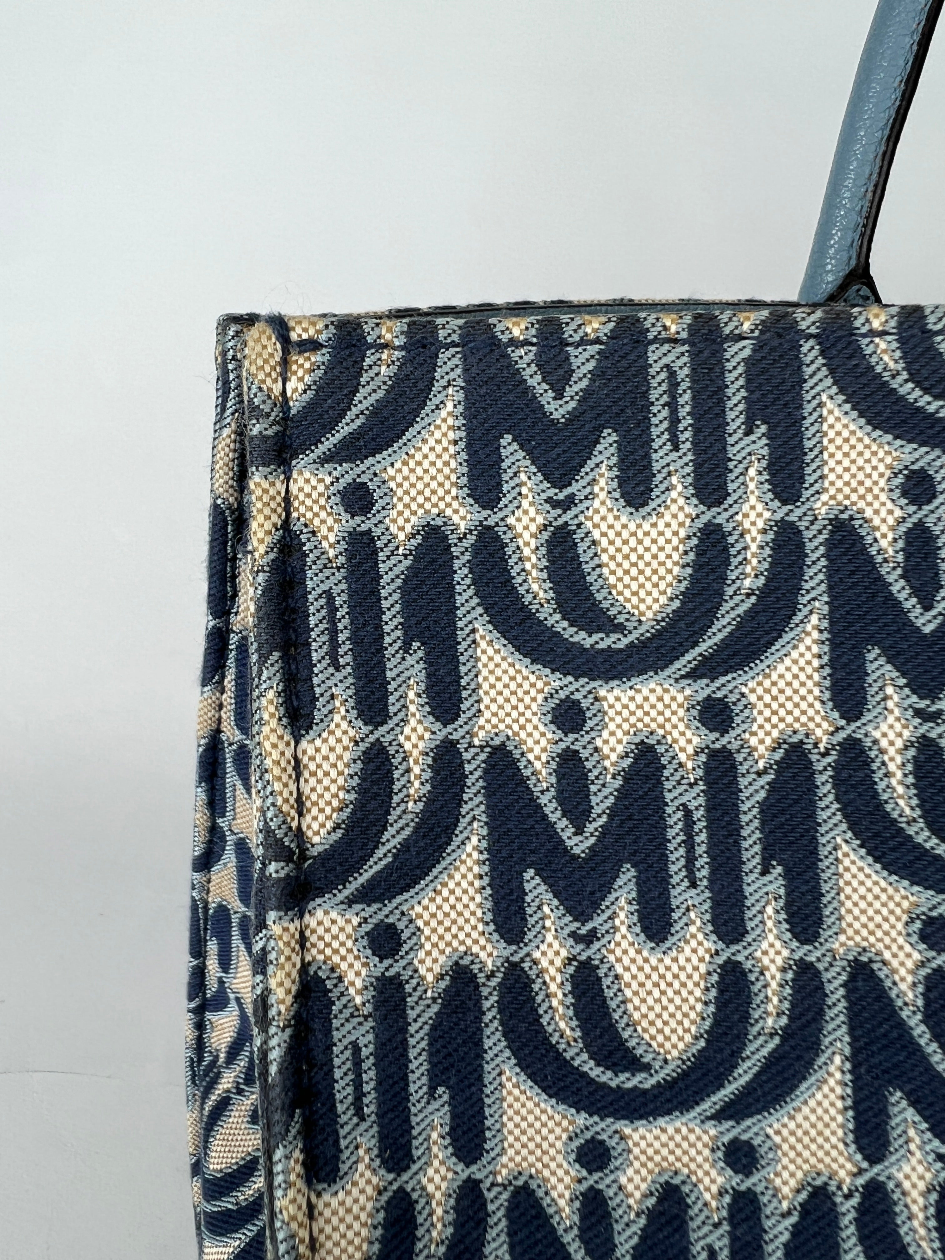 Miu Miu Blue Canvas Tote Bag - Stylish & Spacious Designer Handbag for Women | Perfect for Work, Travel & Everyday Use
