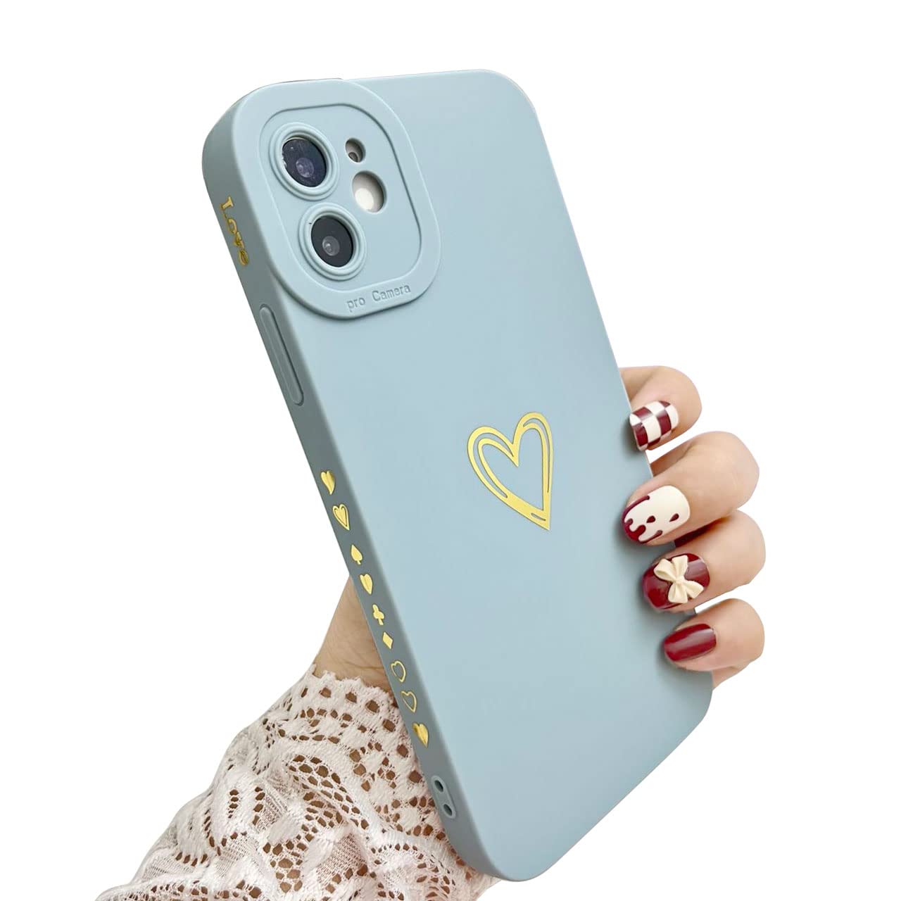 **Pydolup iPhone 11 Case - Liquid Silicone Phone Cover with Love Heart Design, Full Camera Protection & Reinforced Corners - Flexible & Durable Case for Women & Girls (Baby Blue) - Perfect for Daily Use, Travel & Gift Giving**
