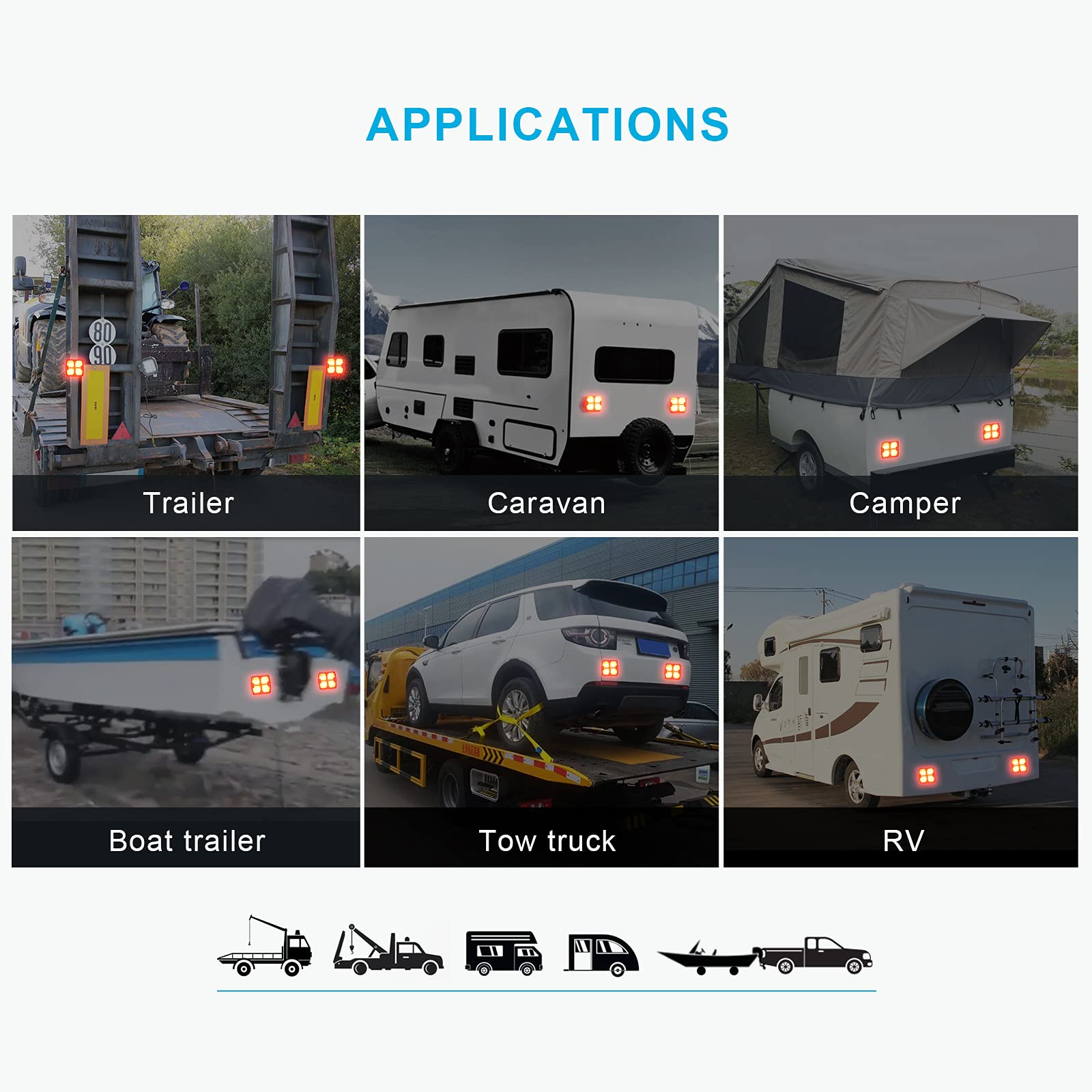 Agrieyes Wireless Trailer Lights Kit - Rechargeable LED Tow Lights with Super Magnets, 7-Way to 4-Way Transmitter for Towing Trucks, Boat Trailers, Caravans, Campers & RVs - Perfect for Night Towing, Road Trips & Outdoor Adventures