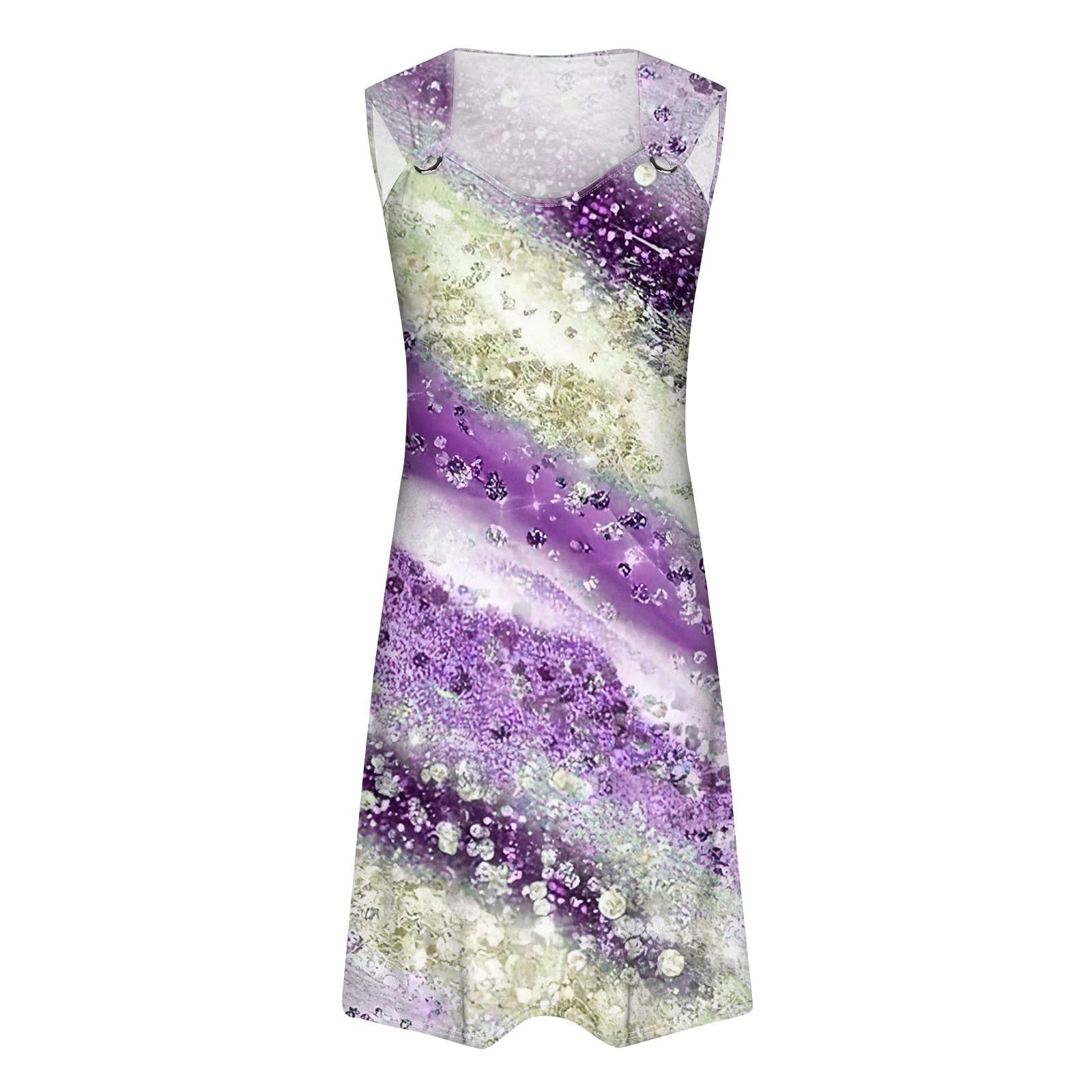 Women's Summer Dresses 2024 - Sleeveless Ring Strap Casual Beach Dress | Elegant Flowy Maxi Dress for Vacation, Pool Party & Outdoor Date