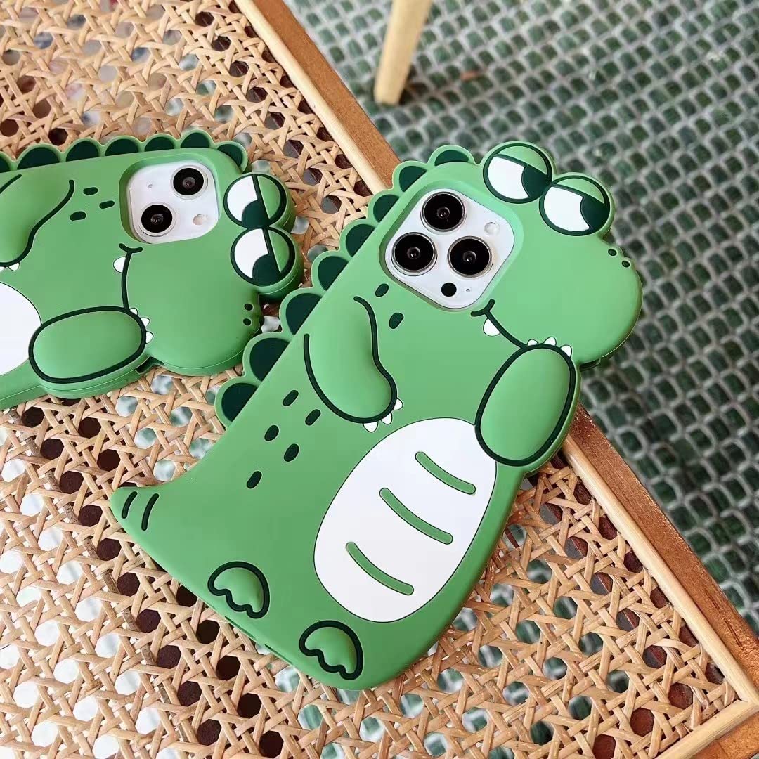 Cute 3D Cartoon Crocodile Soft Silicone Shockproof Protective Phone Case for iPhone 12 Pro Max - Kawaii Green Cover for Women & Girls | Perfect for Everyday Use, School, Work and Travel