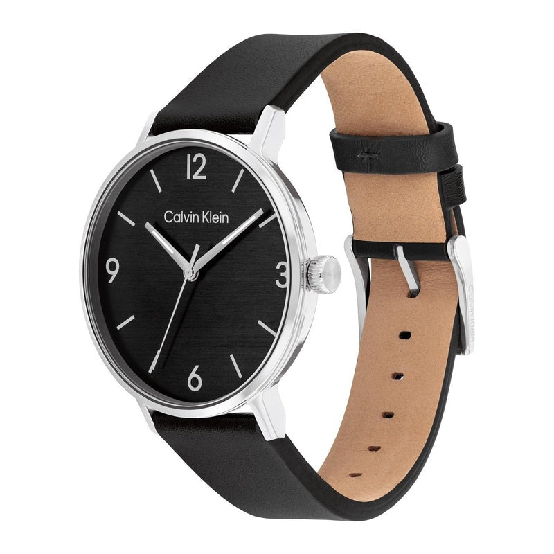 Calvin Klein Modern Black Leather Men's Watch 25200437 - Stylish & Durable Timepiece for Business, Casual & Formal Occasions