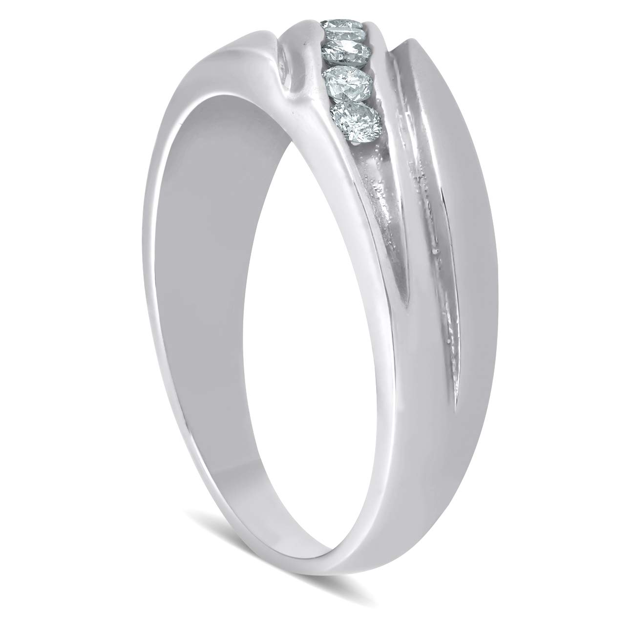 Platinum Diamond 1/4 Carat High Polished Men's Wedding Band Ring - Elegant & Durable for Engagement, Anniversary & Special Occasions