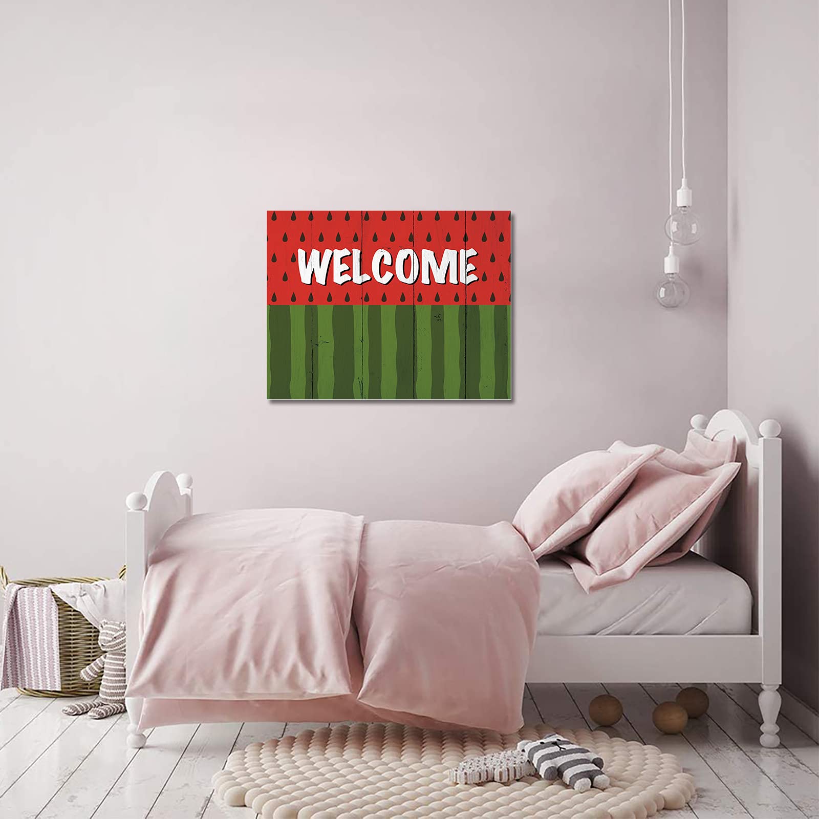 Abstract Watermelon Canvas Wall Art Print - Framed Summer Decor for Bedroom, Bathroom & Kitchen - Ready to Hang 16x20 Inch - Perfect Housewarming Gift & Seasonal Home Decoration