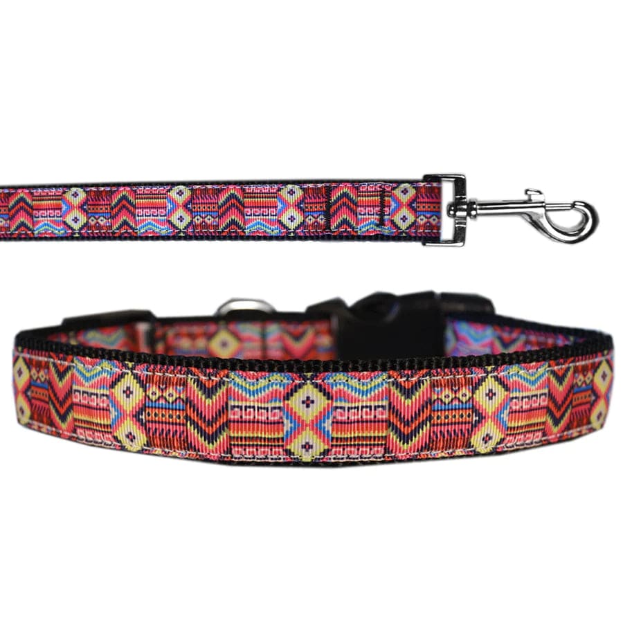 Southwestern Style Dog Collar and Leash Set - Adjustable Pet Accessories for Small Medium Large Dogs - Perfect for Walking, Training, and Outdoor Adventures