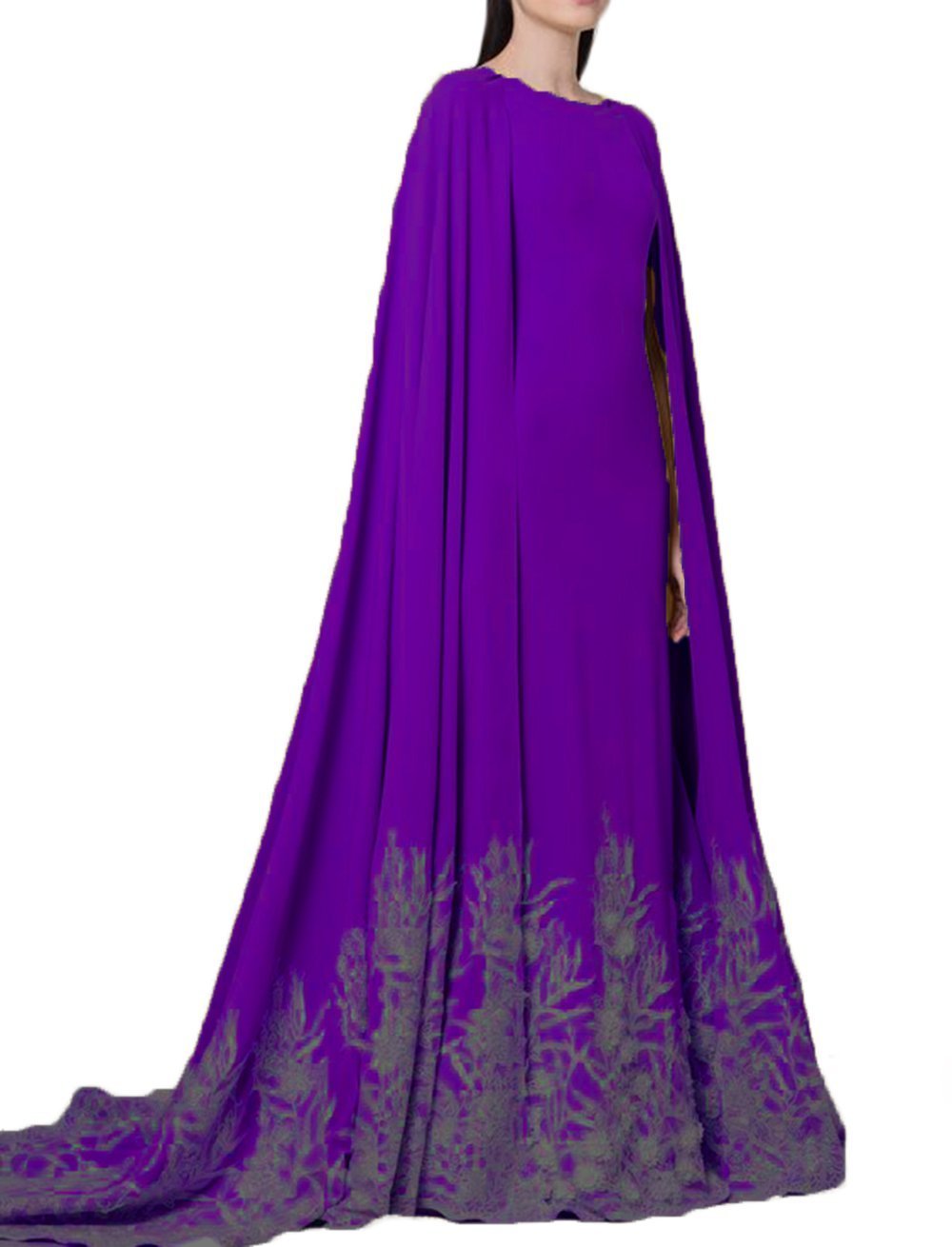 Alilith.Z Elegant Long Mermaid Prom Dress with Detachable Cape - Women's Formal Evening Gown for Homecoming, Wedding Guest, Pageant & Special Occasions