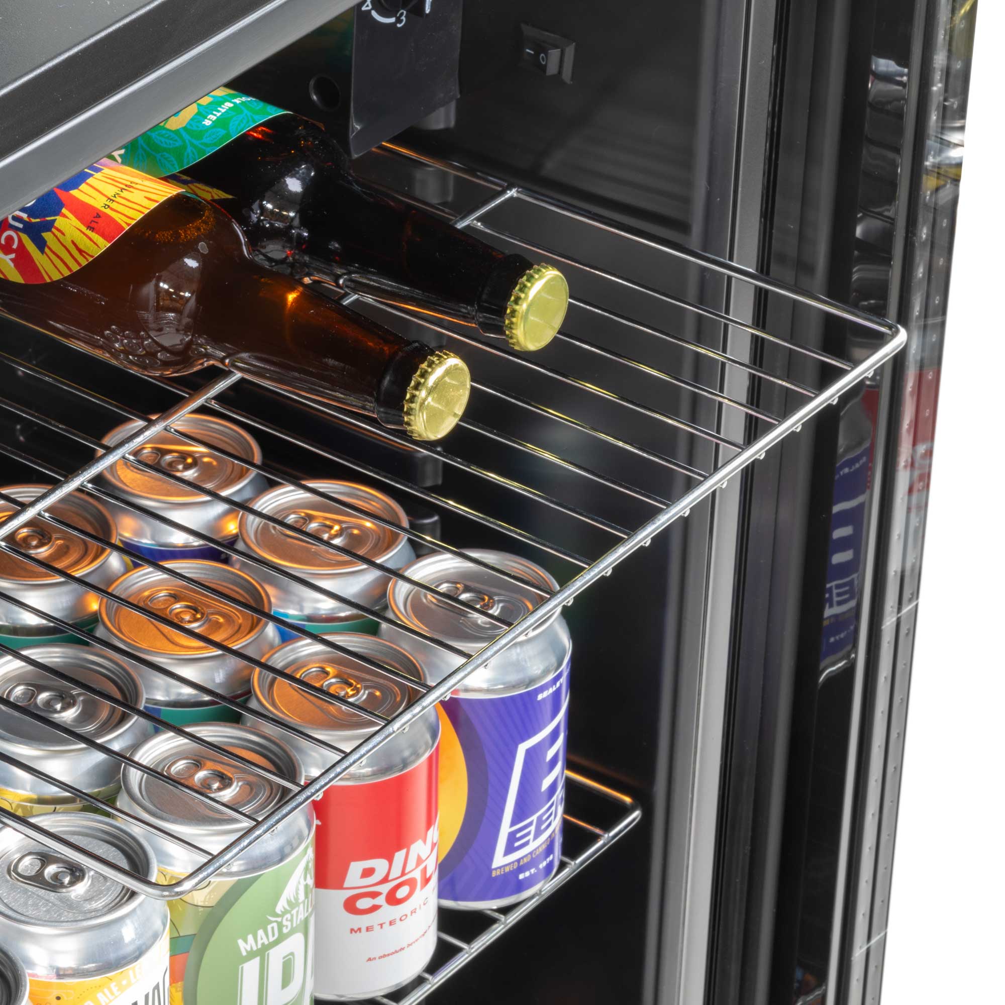 Baridi 85L Under Counter Beverage Refrigerator - Stainless Steel Beer & Wine Cooler with LED Light - Perfect for Home Bar, Kitchen, or Office Use