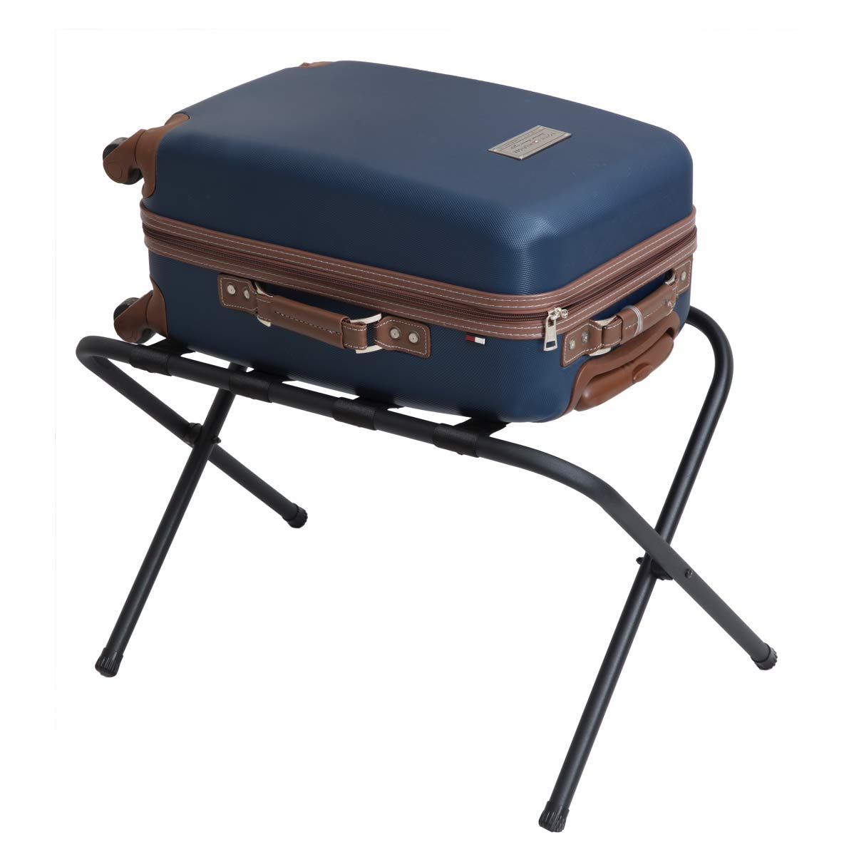 Black Metal Folding Luggage Rack by Mabel Home - Space-Saving Travel Storage for Suitcases, Bags & Clothes - Perfect for Bedrooms, Closets & Hotels