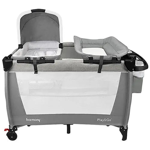 Harmony Play & Go Luxury Play Yard - Portable Baby Playpen with Canopy, Grey | Safe & Spacious for Indoor & Outdoor Use, Perfect for Travel, Beach, and Backyard Playtime