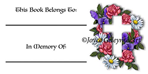 Personalized Bookplates - Custom Cross & Floral Design for Book Ownership & In Memory Gifts - Perfect for Libraries, Book Lovers & Memorial Collections