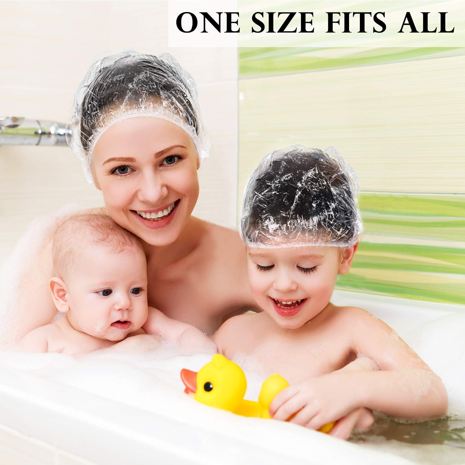 NUVO MEDSURG Disposable Shower Cap - 100 Pack Transparent Shower Caps for Hospital, Salon & Home Use - Waterproof Hair Protection for Bathing, Spa & Hair Treatments