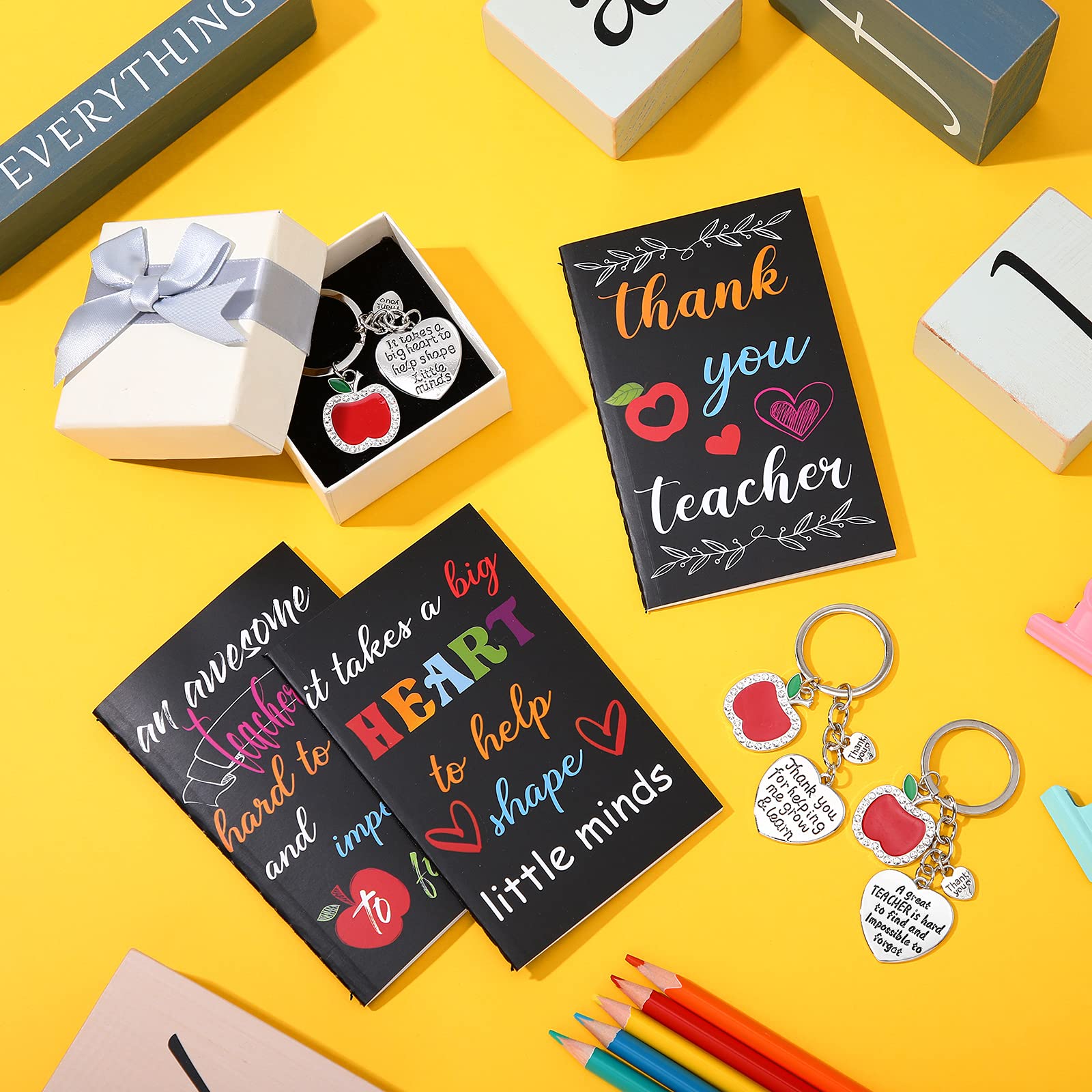 Teacher Gift Set - Inspirational Notepads & Keychains for Women | Birthday, Graduation, Teacher's Day