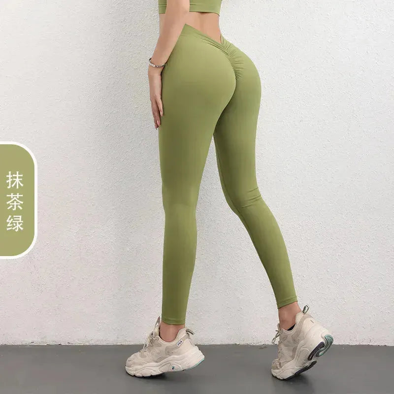Women's High-Waisted Push Up Yoga Pants - Back V Energy Leggings for Running, Gym & Fitness Training - Breathable Workout Tights for Women - Perfect for Yoga, Pilates & Active Lifestyle