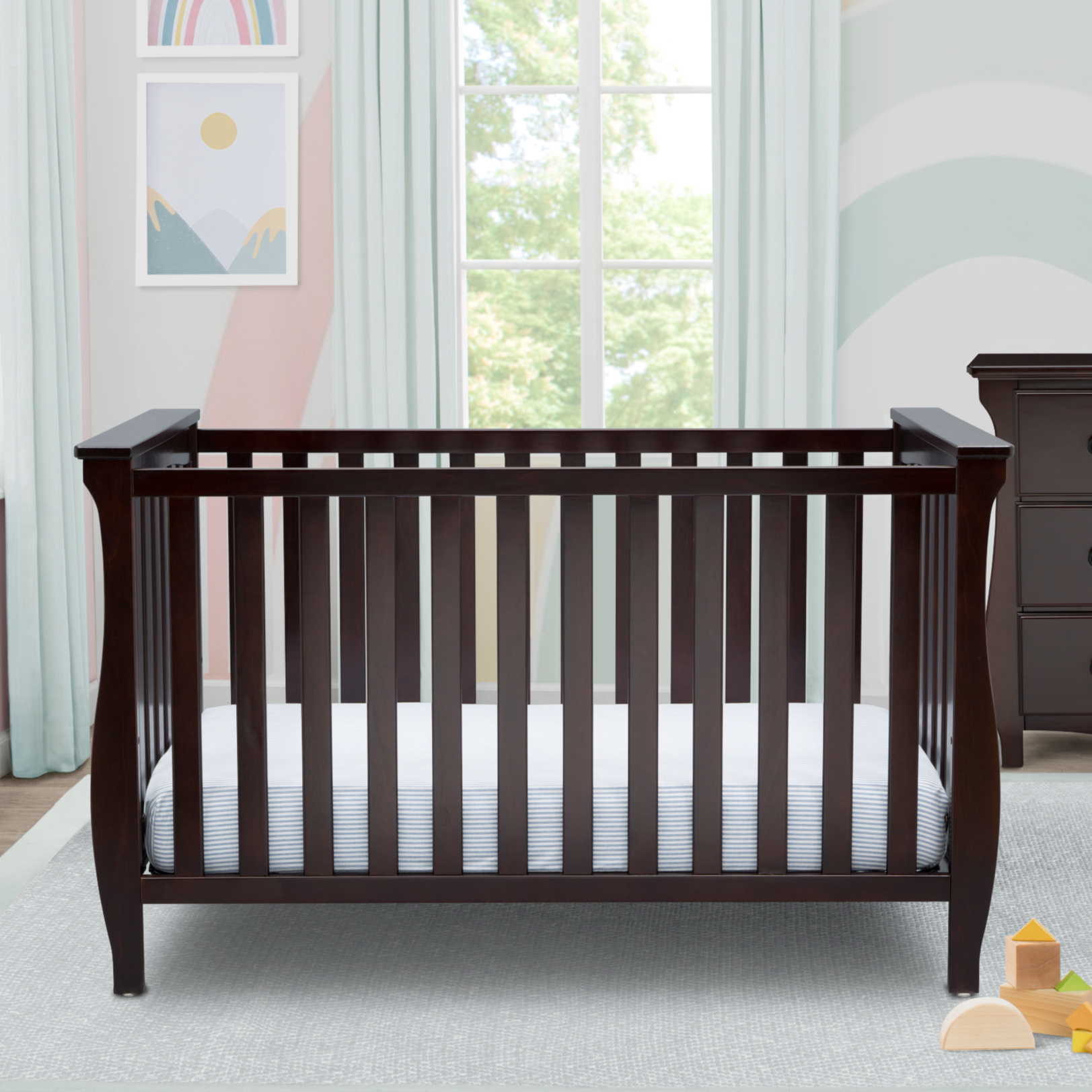 Lancaster 3-in-1 Convertible Baby Crib - White Nursery Furniture for Newborn to Toddler | Perfect for Modern Nurseries & Daycare Centers