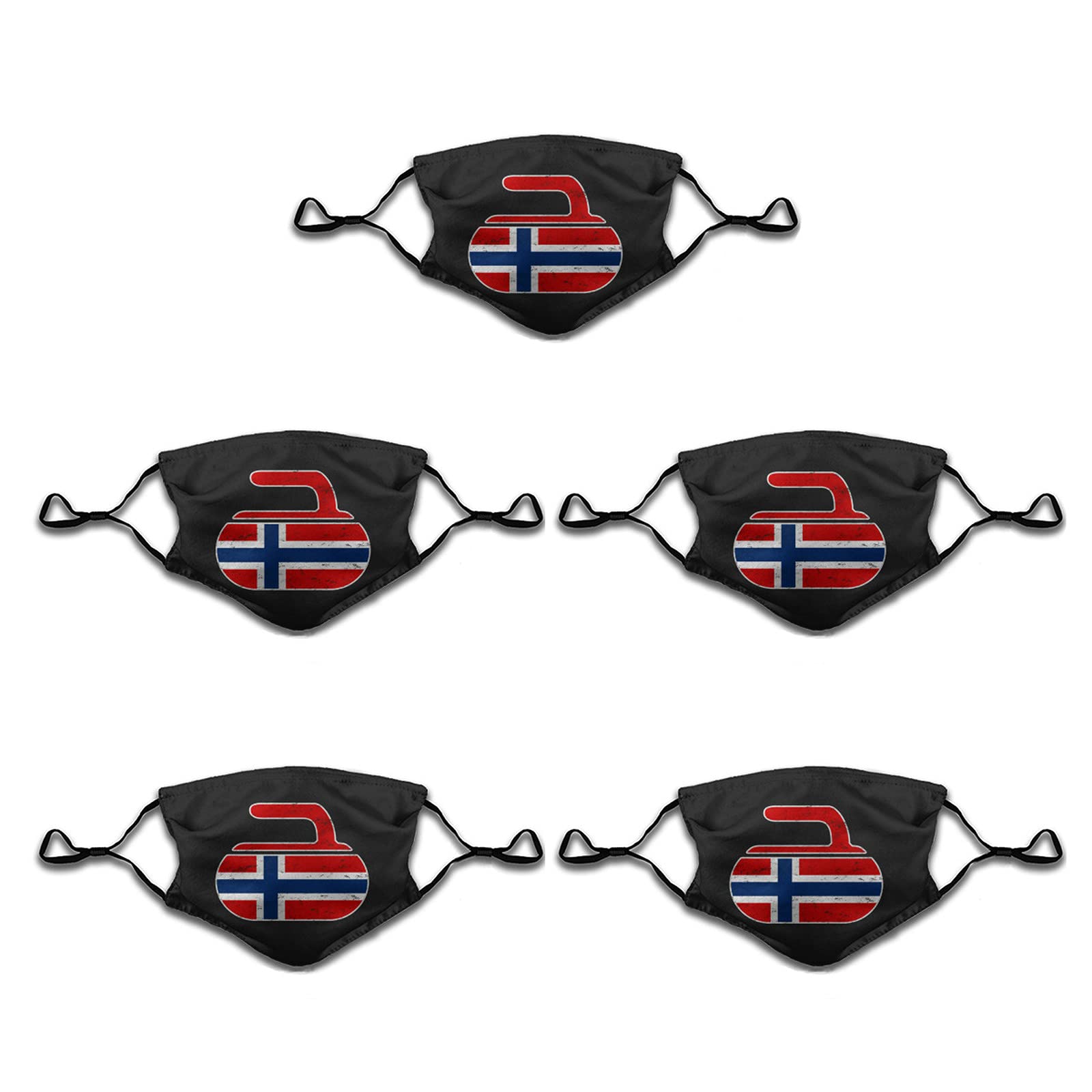 Norwegian Flag Face Masks Set - 5 Reusable Bandanas with Filters for Adults & Kids - Outdoor Sports & Travel