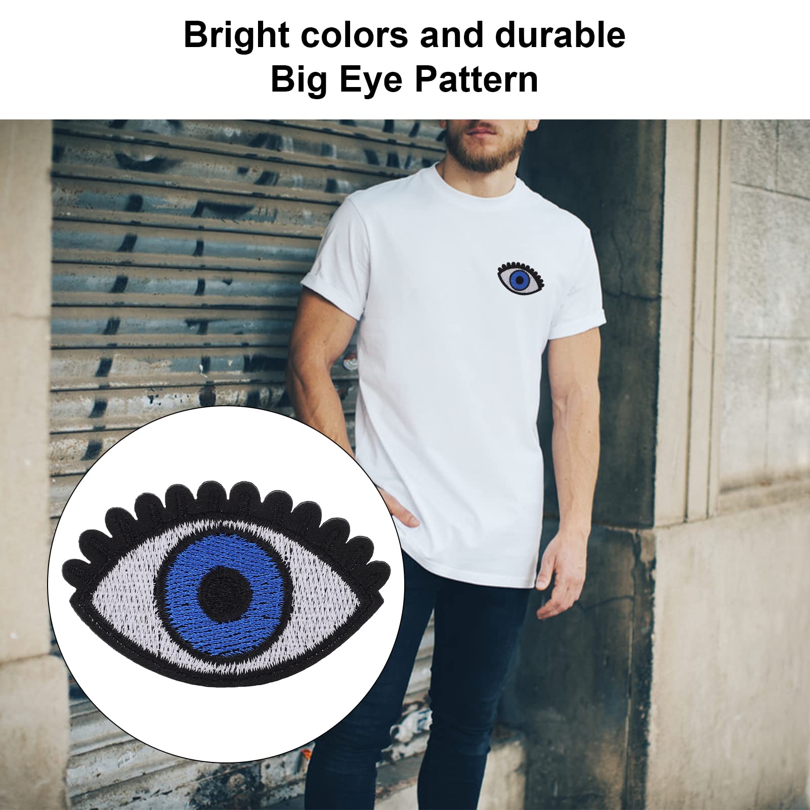 Cyrank 6-Piece Vintage Eye Iron-On & Sew-On Cotton Patches for DIY Clothing, Jackets, Bags & Denim Upgrades