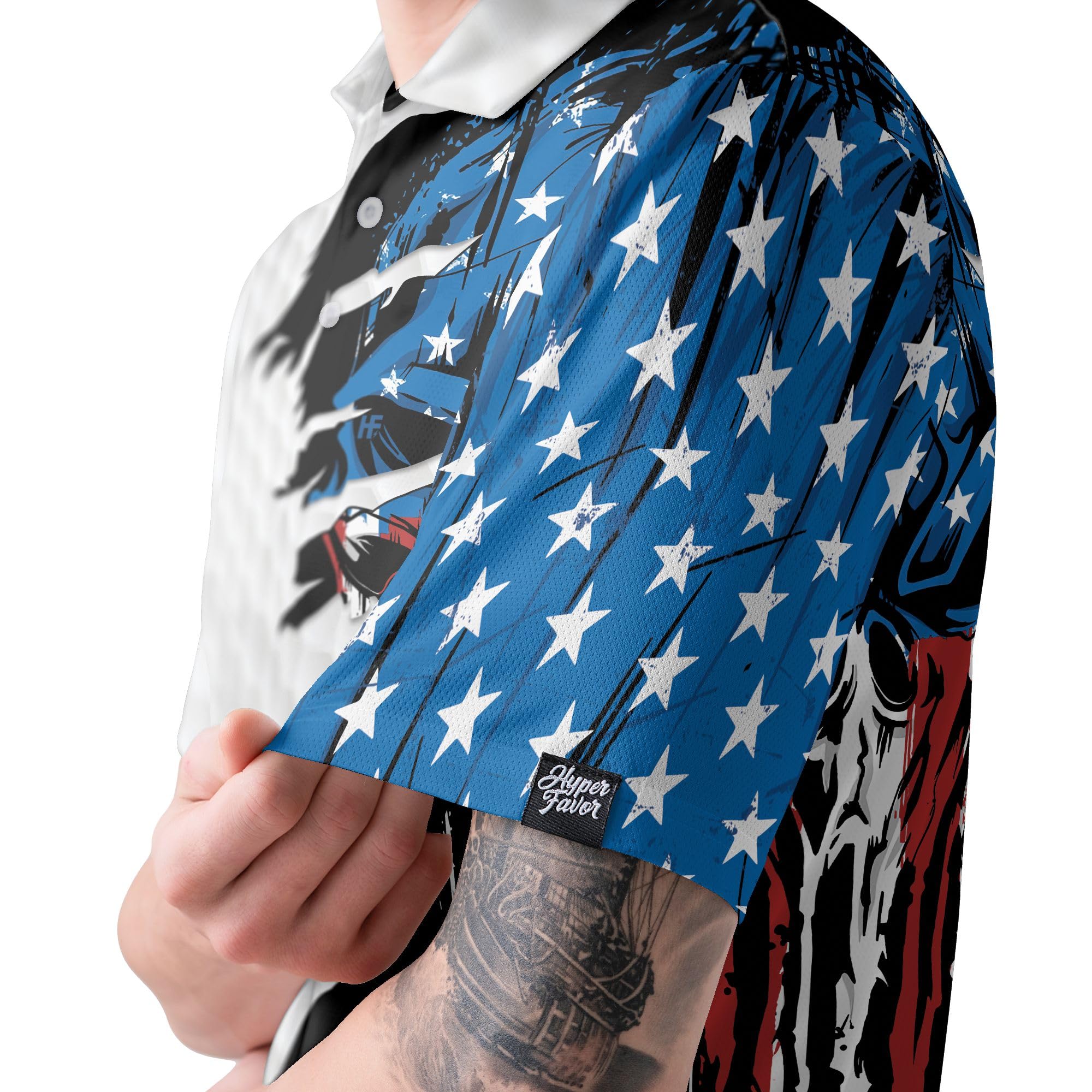HYPERFAVOR Patriotic Golf Shirts for Men - American Flag Polo Shirts for Golfers - Breathable Short Sleeve Performance Shirt - Perfect for Golf Tournaments & 4th of July Celebrations