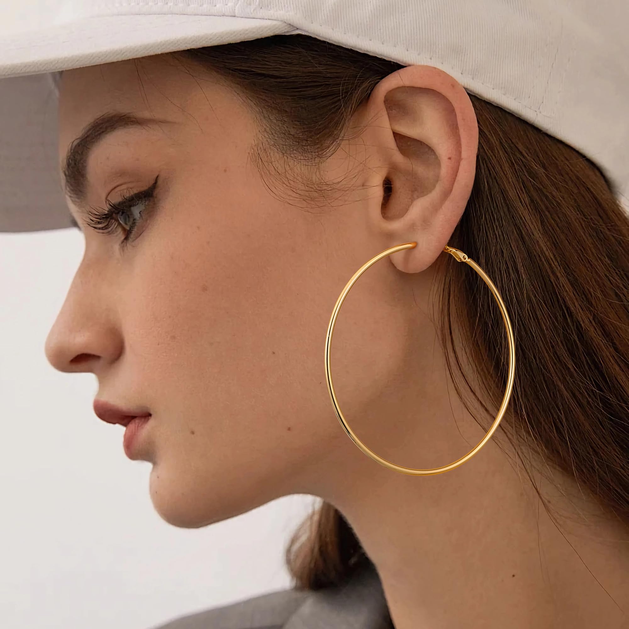 Gacimy 14K Gold Plated Hoop Earrings for Women - 925 Sterling Silver Post, Hypoallergenic Dangle Hoops - Perfect for Everyday Wear, Parties & Gifts