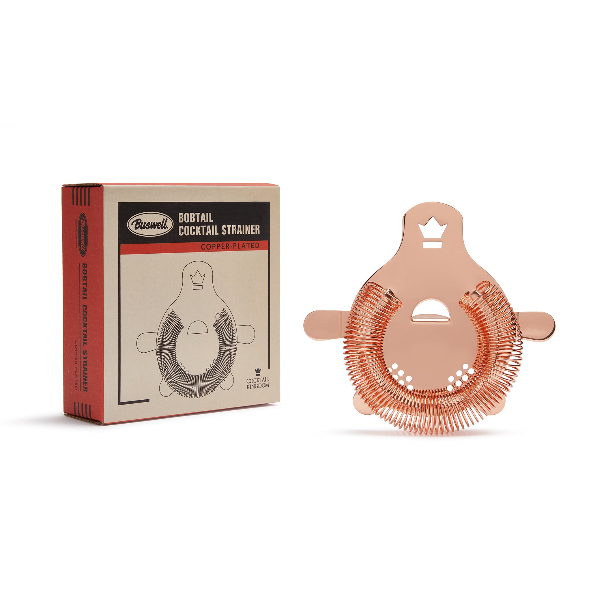 BUSWELL® BOBTAIL COCKTAIL STRAINER - Premium Copper Plated Bar Tool for Mixing Drinks, Cocktails & Mocktails - Perfect for Home Bars, Professional Bartenders & Party Hosting