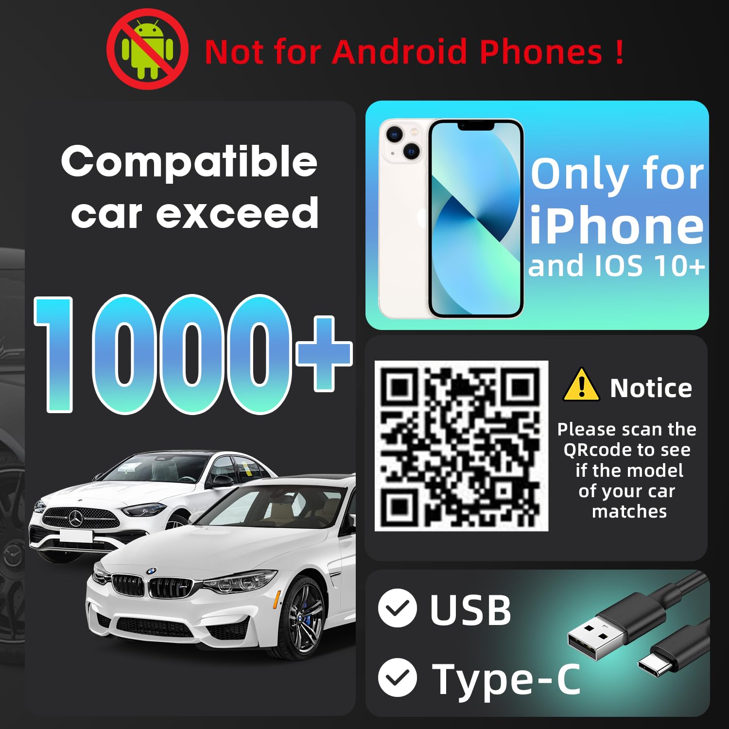 **2025 Upgraded Apple CarPlay Wireless Adapter - Mini Bluetooth Dongle for iPhone, Convert Wired to Wireless CarPlay, Plug & Play, Fast Connection, iOS 10+ Compatible - Perfect for Commuting, Road Trips & Hands-Free Driving**