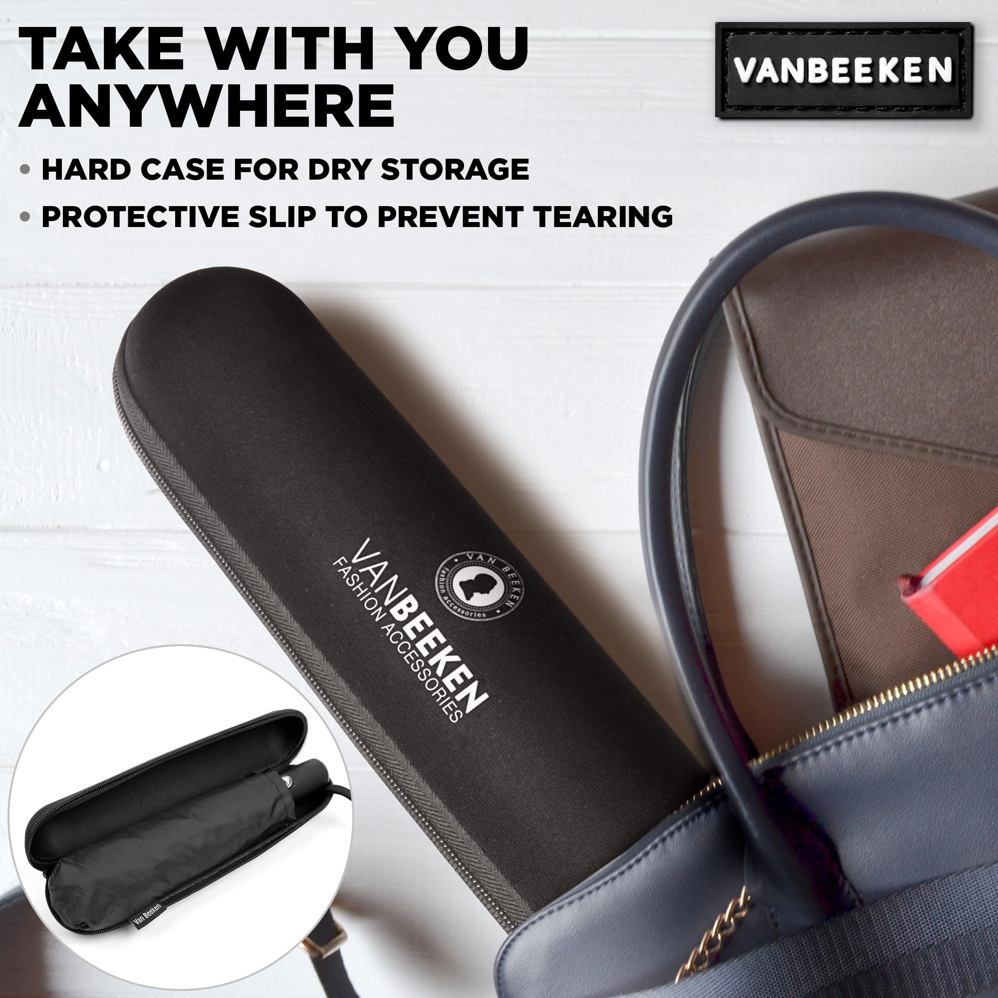 Van Beeken Compact Travel Umbrella - Windproof, Portable & Lightweight Rain Umbrella for Men & Women - Perfect for Commuting, Hiking & Outdoor Adventures