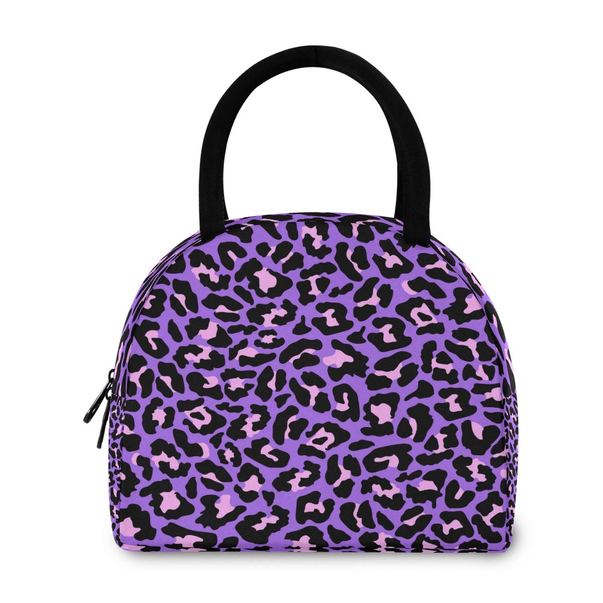 Stylish Purple Leopard Insulated Lunch Bag for Women & Men - Reusable Eco-Friendly Cooler with Carry Handle - Perfect for Work, School, Picnics & Outdoor Activities