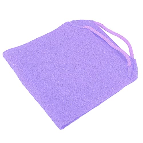 Gentle Exfoliating Washcloth for Face & Body - Soft Bath Towel with Massage Strap to Remove Dirt & Dead Skin - Purple (Perfect for Spa, Baby Care & Sensitive Skin)
