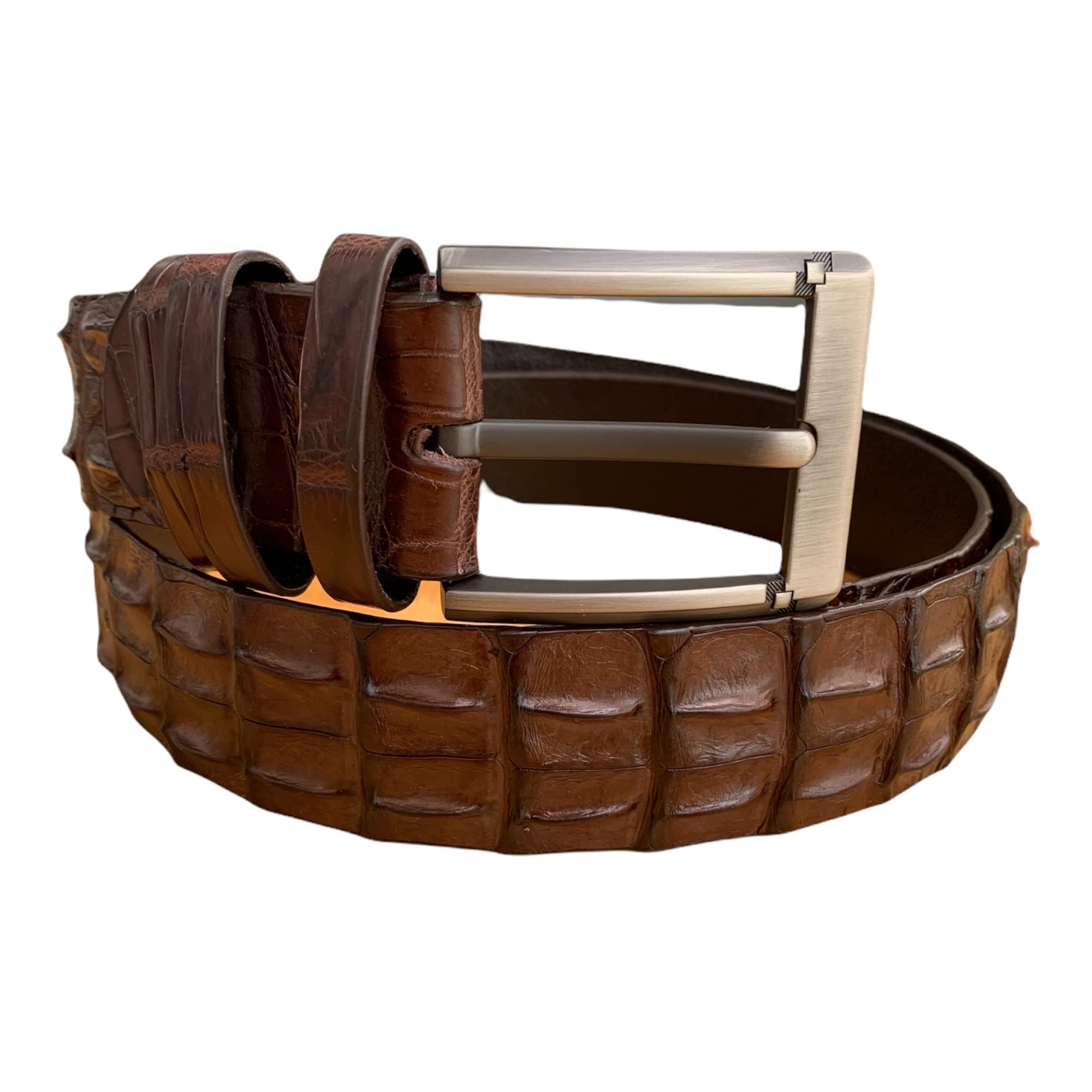 **Genuine Crocodile Hornback Leather Belt for Men - Real Alligator Skin with Buckle - Brown Dress Belt for Formal & Casual Wear**    **Use Case:** Perfect for business attire, weddings, or everyday fashion to elevate your style.