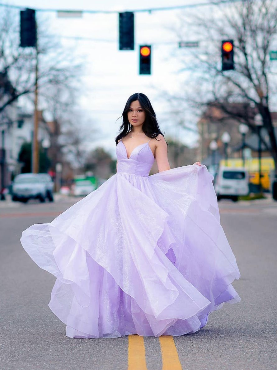 Elegant Pink Long Prom Dress with V-Neck Tulle Design - Perfect for Formal Graduation, Homecoming & Special Occasions