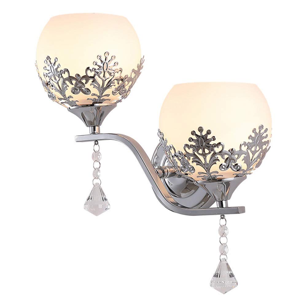 Modern 2-Light Wall Sconce with Glass Shade - Mid Century Indoor Lighting Fixture for Bathroom, Corridor & Stairs - Vintage Style Wall Lantern for Home Decor, Bedroom & Entryway Lighting