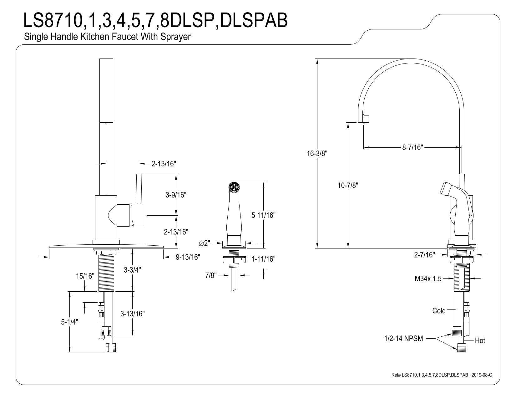 Kingston Brass LS8715DLSP Concord 8-Inch Spout Reach Kitchen Faucet in Oil Rubbed Bronze - Perfect for Modern Farmhouse & Traditional Kitchen Sinks