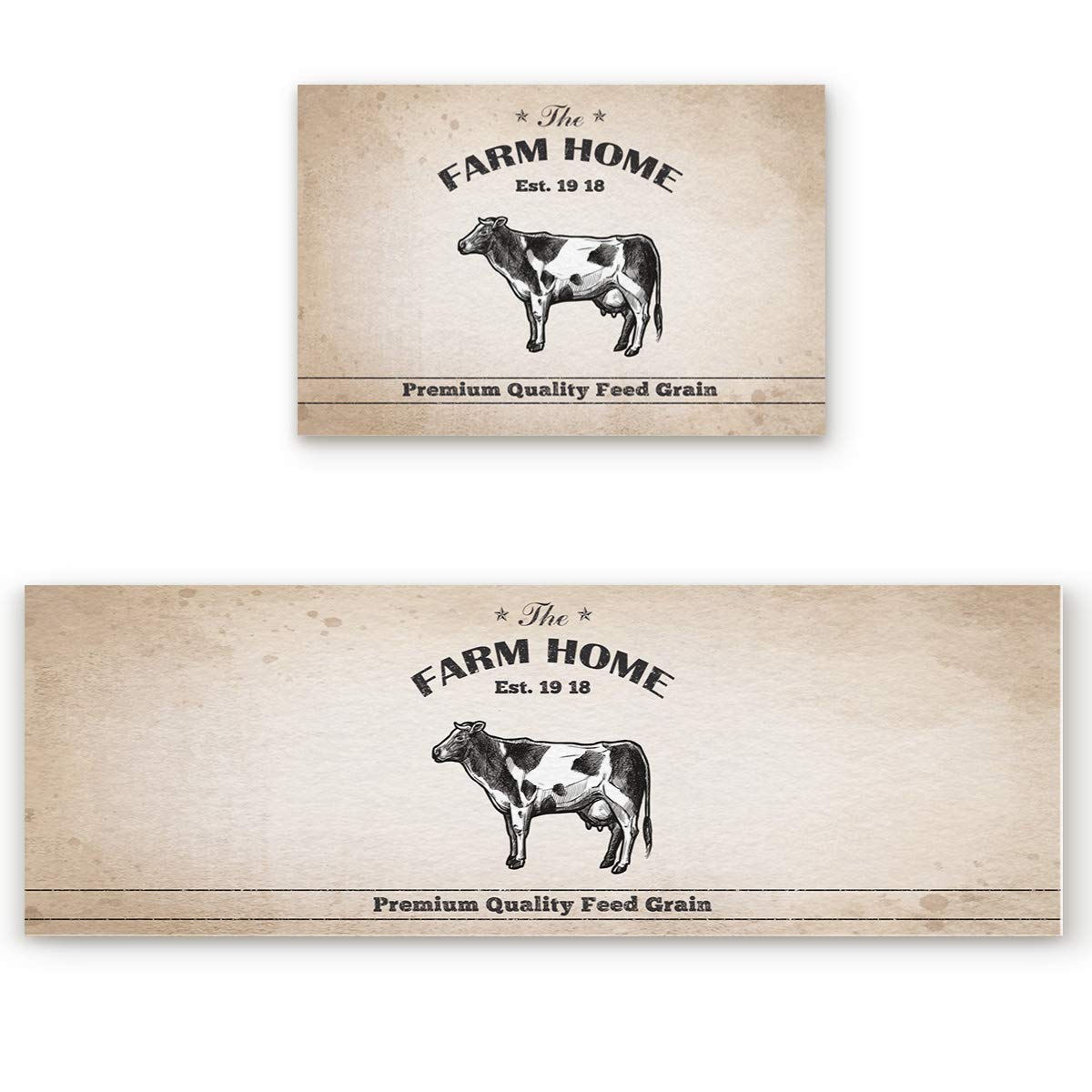 LooPoP Cow Kitchen Mats - Anti-Fatigue Cushioned Floor Rugs, Non-Slip Washable 2-Piece Set, Farmhouse Animal Design for Kitchen, Dining, or Entryway