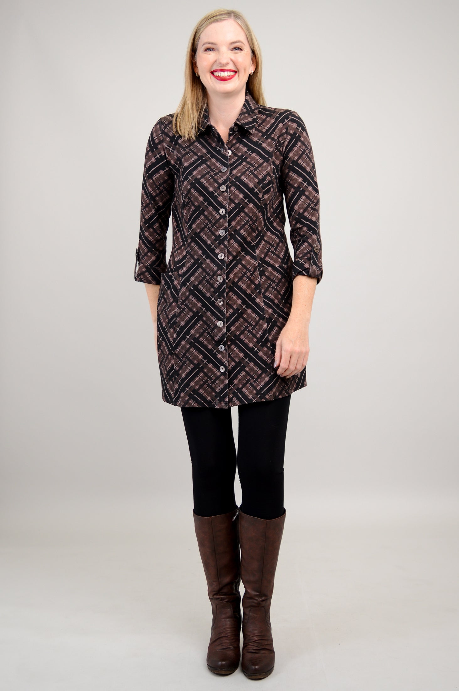 Charlie Tunic - Soft Bamboo Fabric Plaid Tops for Women | Final Sale | Perfect for Casual Wear, Office Outfits & Weekend Brunch