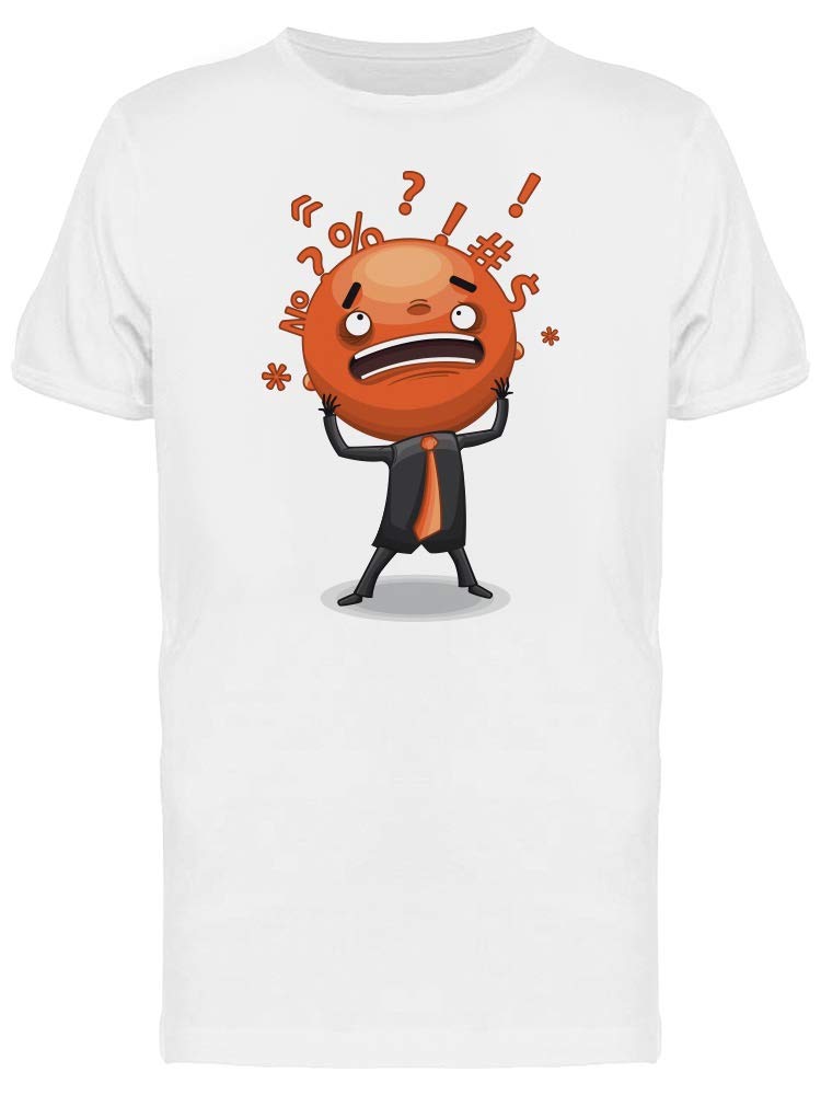Funny Orange Ball Man in Panic Graphic T-Shirt for Men | Trendy Novelty Tee for Casual Wear, Gifts & Funny Outfits