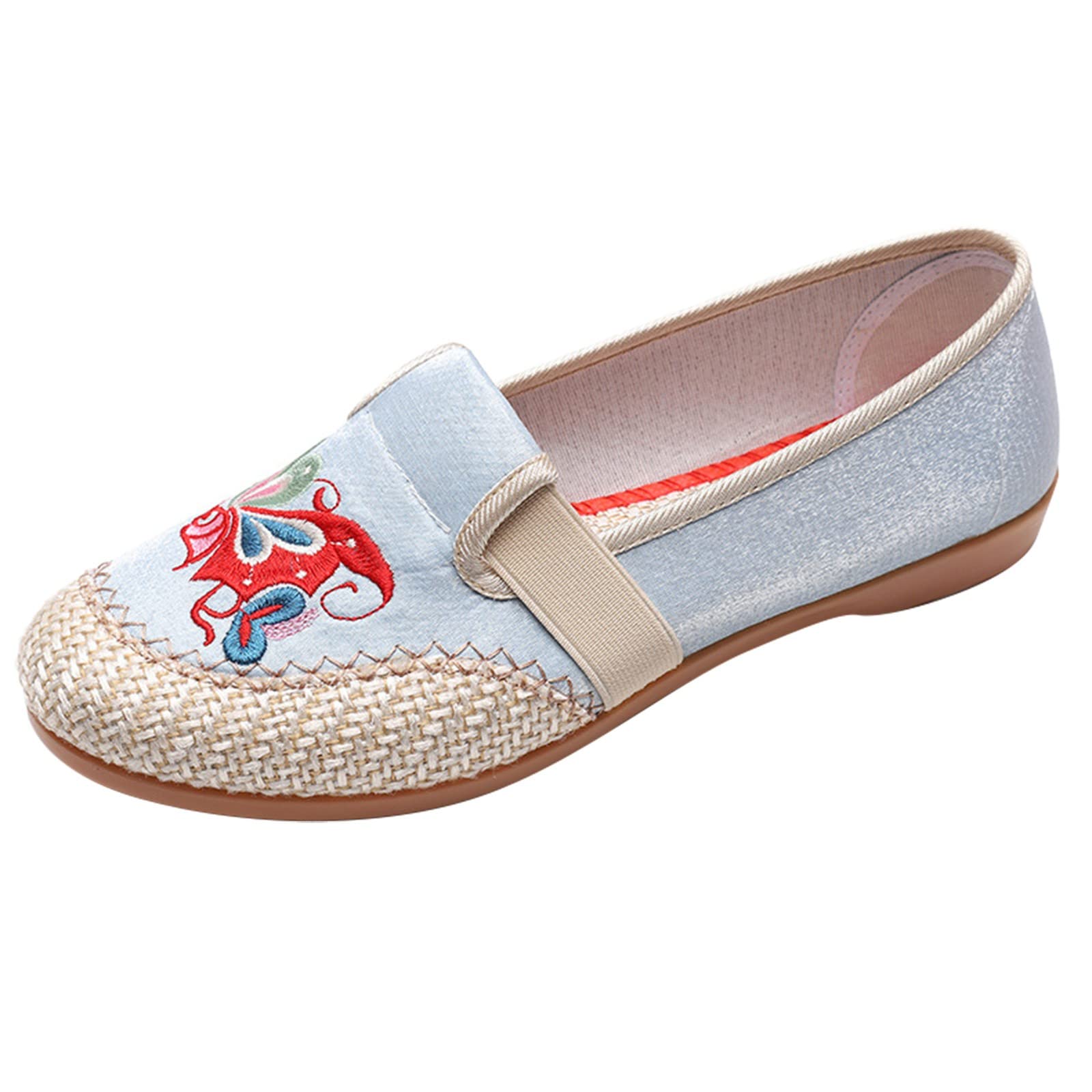 Women's Embroidered Ethnic Casual Shoes with Elastic Strap - Animal Print Design - Size 8 | Perfect for Boho Outfits, Summer Weddings & Festival Fashion