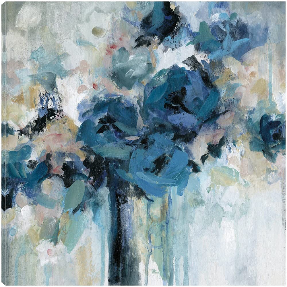 Midnight Splash Botanical Canvas Wall Art - 48x48 Inch Plant Decor for Bathroom & Bedroom - Hand Painted by Artist Carol Robinson | Perfect for Spa, Yoga Studio & Home Decor