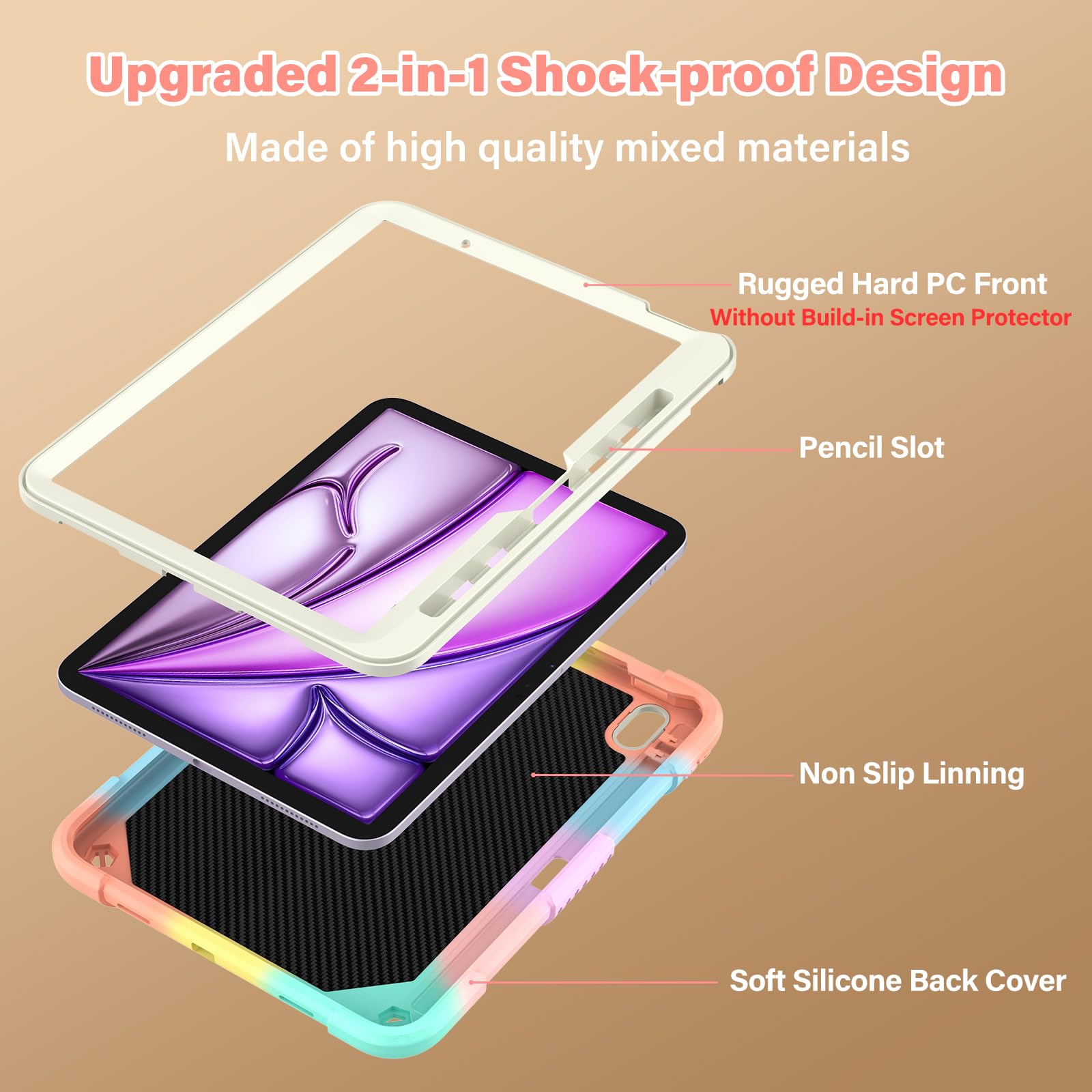 **Colorful Heavy Duty Protective Case for iPad Air 11-inch (M2 & M3) - Kids & Girls with Stylus Holder, Butterfly Stand & Carrying Strap | Perfect for School, Travel & Play**