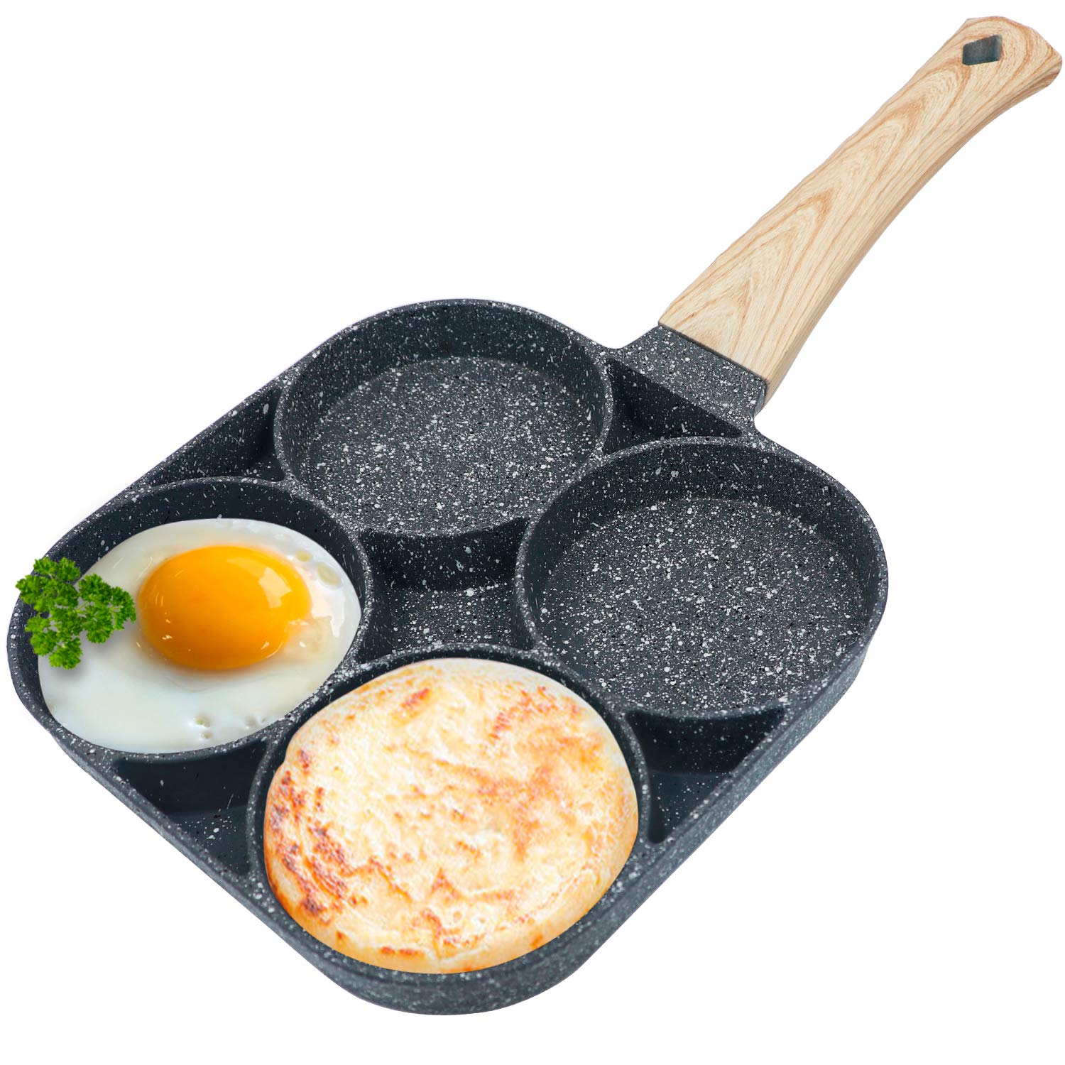 Nonstick 4-Cup Egg Frying Pan - Aluminum Alloy Pancake & Omelette Cookware - Perfect for Breakfast, Camping, and Family Cooking