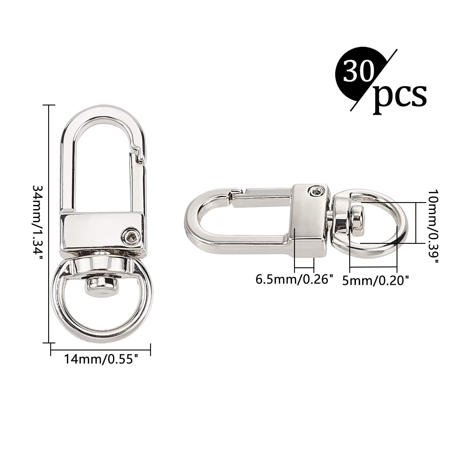 Platinum Lobster Claw Clasps 30pcs - Jewelry Making & Keychain DIY
