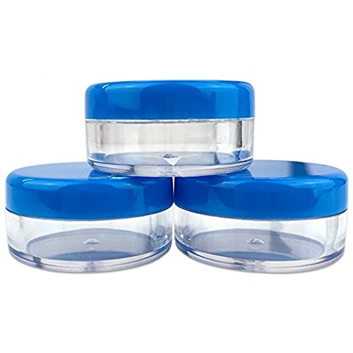 50-Piece 5g/5ml Clear Round Acrylic Jars with Blue Lids - Perfect for Cosmetics, Lotions, Creams, Makeup, Beads, Charms & DIY Crafts - Ideal for Home Organizing, Travel Containers & Small Item Storage