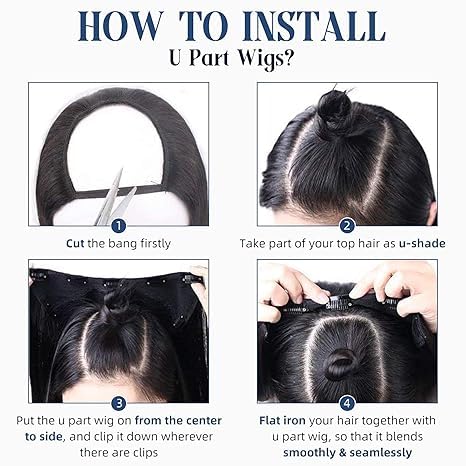 Full Shine U Part Wig Extensions - 18 Inch Silky Straight Remy Human Hair Clip-In Half Wig - Jet Black 150g for Long Hair - Perfect for Daily Wear, Parties & Special Occasions