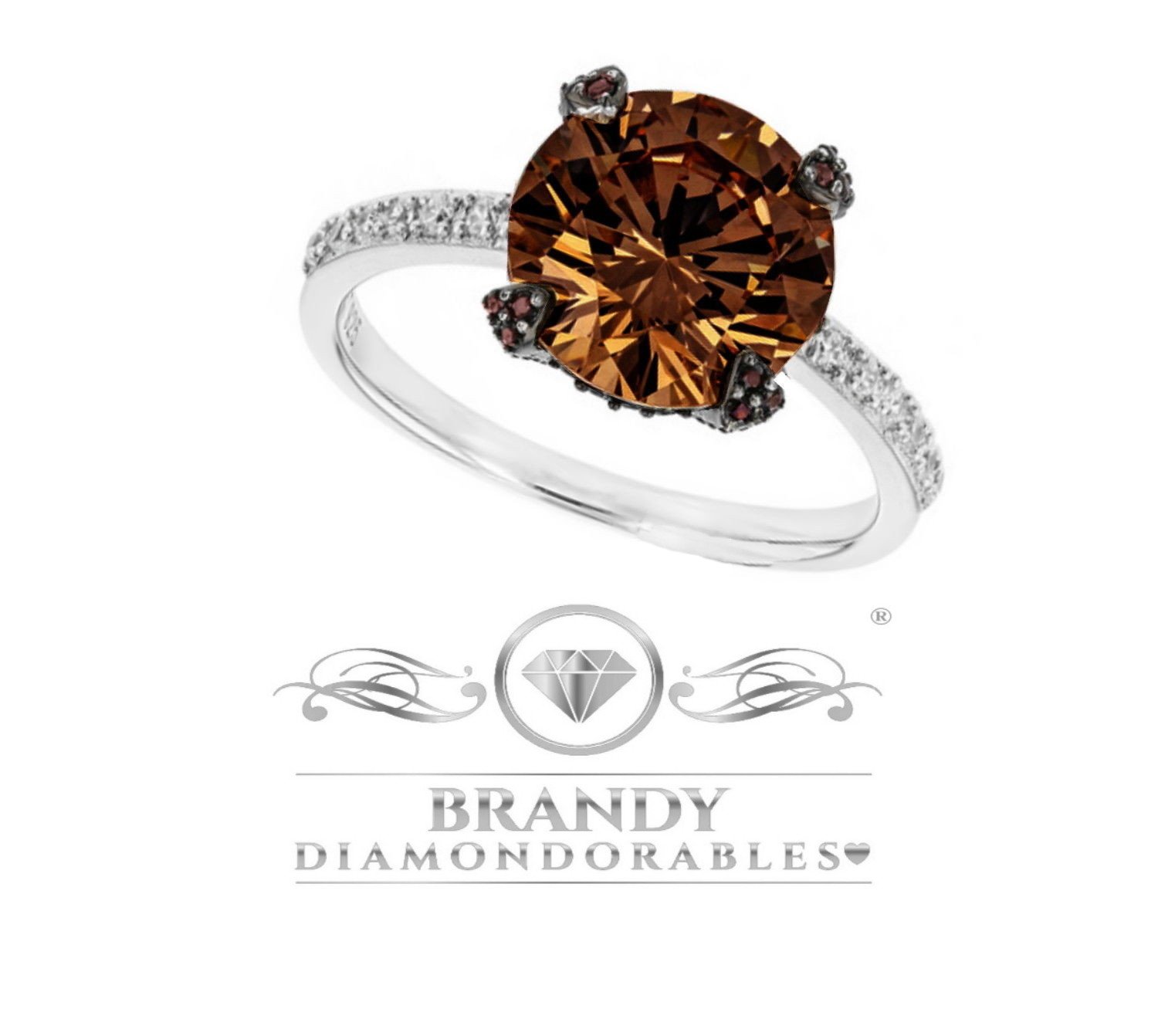 14k White Gold Chocolate Brown Solitaire Ring - 5.50 Carat Total Weight | Elegant Engagement & Wedding Jewelry for Women