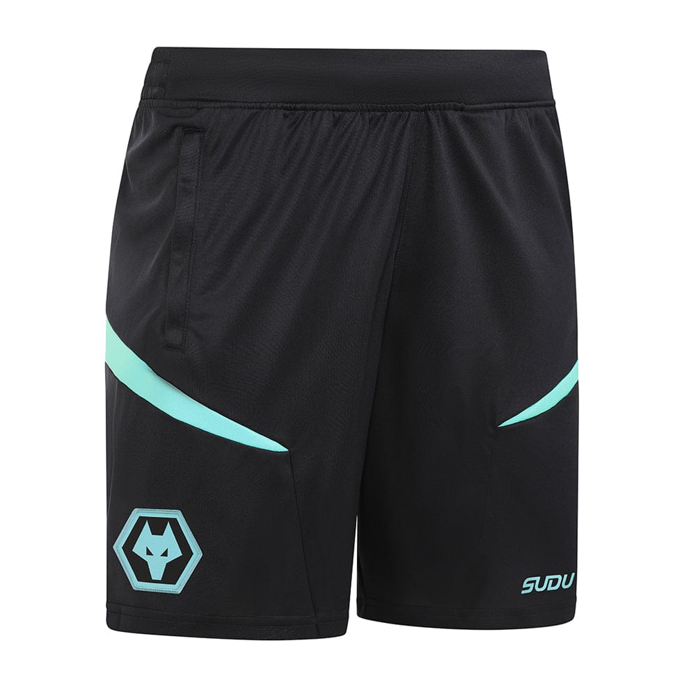 2024 25 Wolves Coaches Training Shorts - Black | Breathable Athletic Shorts for Basketball, Soccer & Gym Workouts