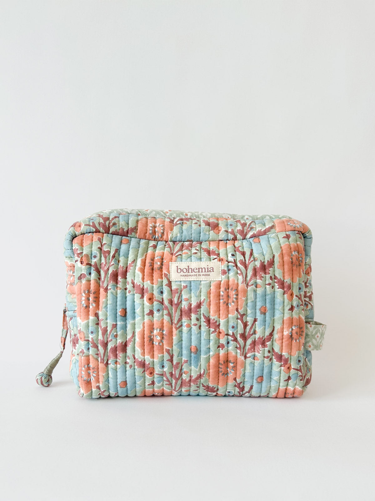 Floribunda Washbag - Duck Egg Blue Waterproof Makeup Pouch for Travel & Gym | Compact Cosmetic Organizer for Toiletries, Brushes & Essentials